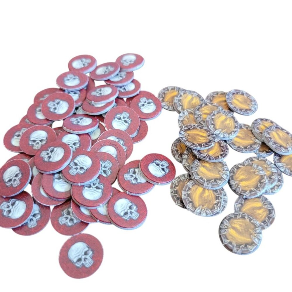 Heroes Game Tokens Round Cardboard Replacement Pieces Parts Gem‎ Skull Role Play